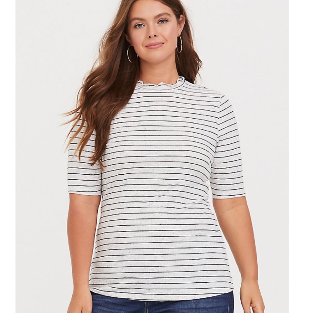 Torrid Striped Ruffle Neck Tee